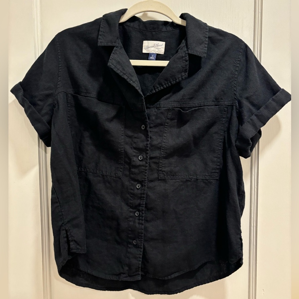 Universal Thread Linen Blend Button Down Short Sleeve Shirt